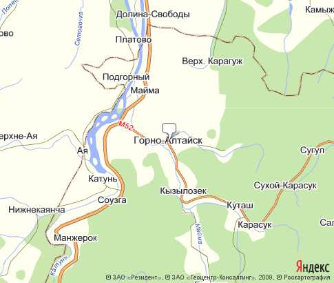 г. Горно-Алтайск - карта, Республика Алтай , Сибирский федеральный округ