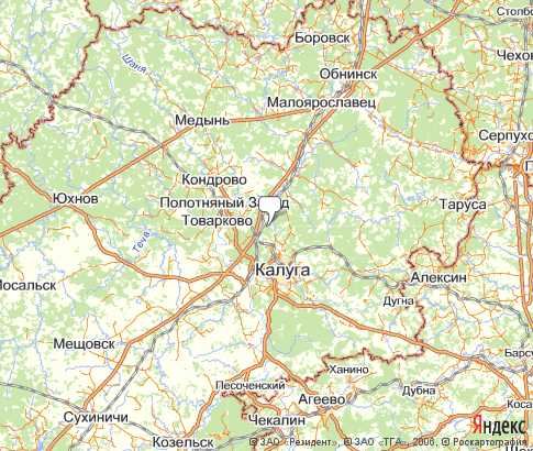 Малоярославецкий район - карта, Калужская область , Центральный федеральныйокруг