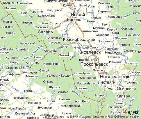 Прокопьевский район - карта, Кемеровская область , Сибирский федеральныйокруг
