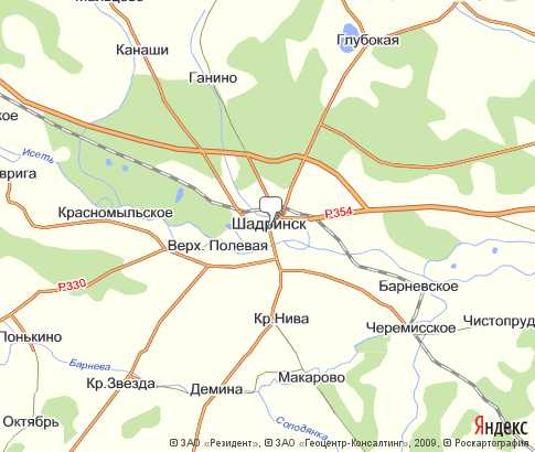 г. Шадринск - карта, Курганская область , Уральский федеральный округ