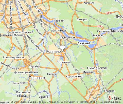 г. Колпино - карта, г. Санкт-Петербург , Северо-западный федеральный округ